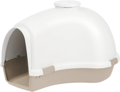 IRIS USA Igloo Dog House, White/Beige, Small and Medium Dogs and Cats, Indoor/Ou