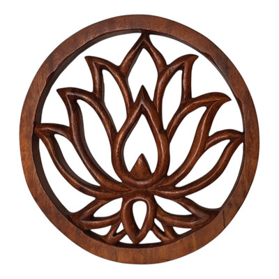 Handgeschnitzte Lotus Wanddeko aus Suar Holz   Ø 20/25/30 cm Handarbeit Bali