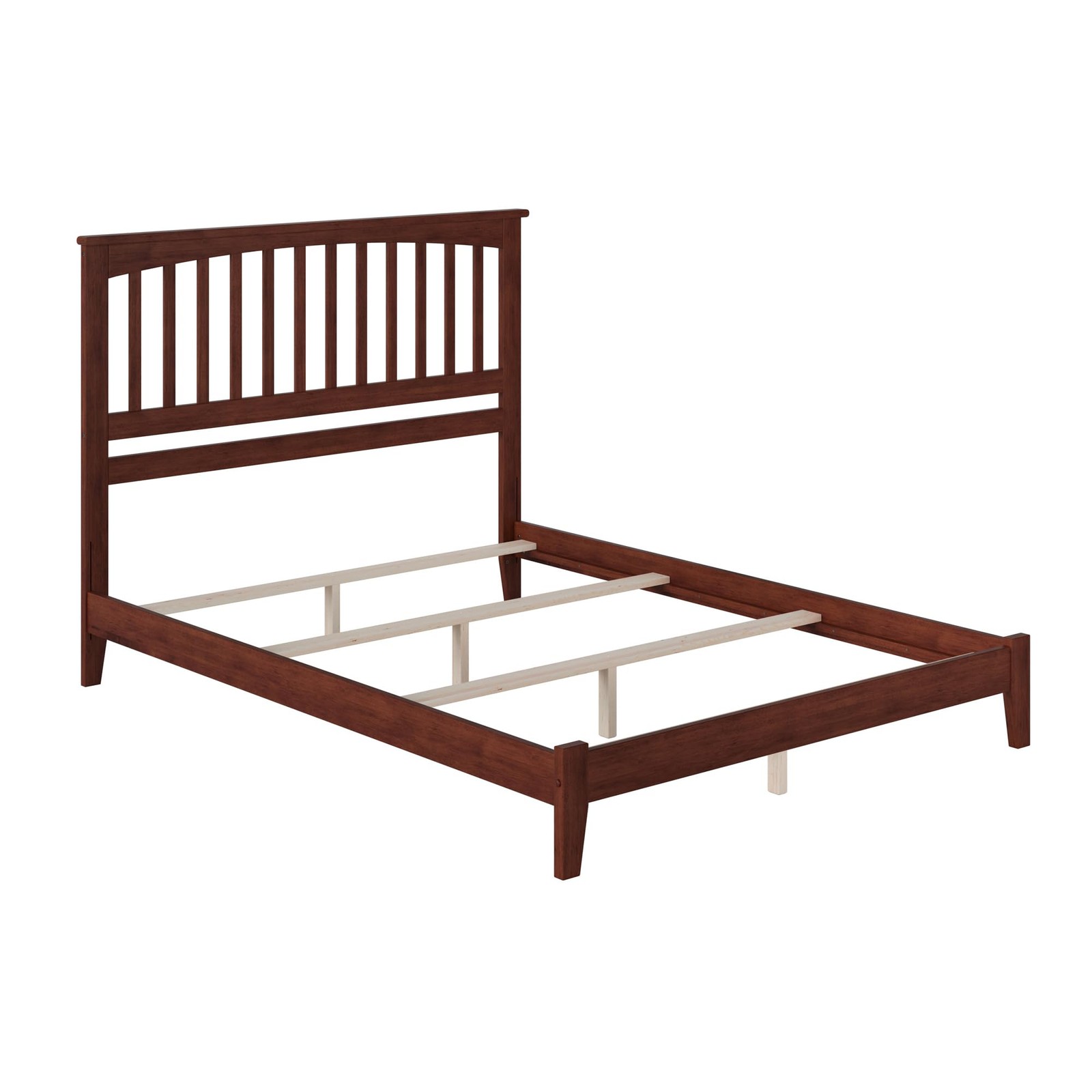 Mission King Solid Wood Foundation Bed in Walnut