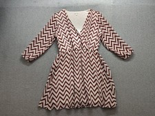 Charming Charlie Women Wrap Dress L Multicolor Chevron V Neck 3/4 Sleeve Party