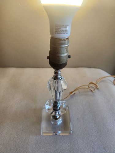 Vintage Mid-Century 50er Jahre geschliffenes gestapeltes Glas Akzent Tischlampe • funktioniert 9" - Bild 6 von 24