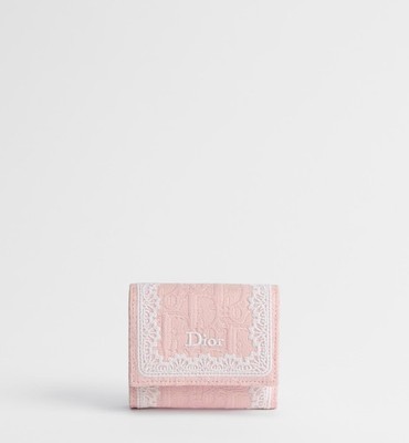 Dior Oblique Lotus Trifold Wallet Oblique Jacquard & Lace Pink JPN