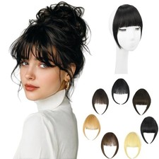 Clip in Bangs, 100 Real Human Hair Natural Black - Soft Natural Black-F