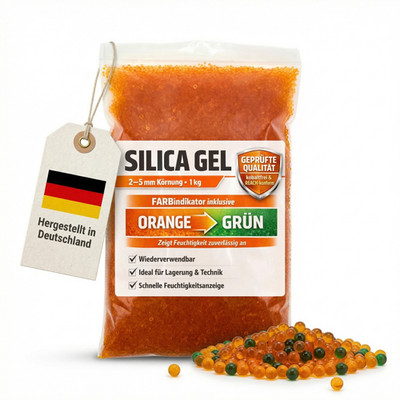 0,5 - 10 kg Silica Gel Trockenmittel orange zu grün regenerierbar Entfeuchter