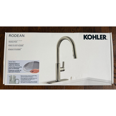 #ad Kohler Rodean Pull Down Kitchen Sink Faucet Lacquer Vibrant Stainless Finish $84.99