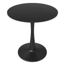 Round Dining Table 24" MDF Wood Tabletop in Black Steel in Black