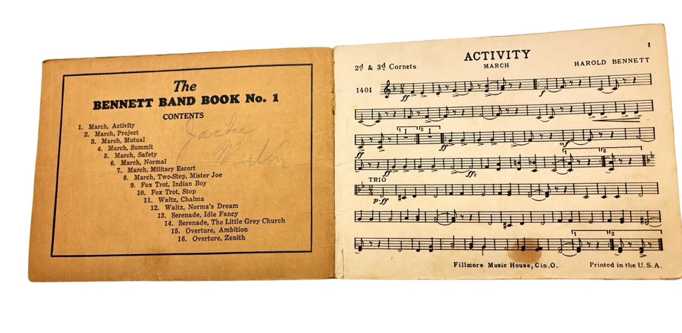 2ND & 3RD CORNETS- THE BENNETT BAND BOOK NO. 1 FILLMORE MUSIC HOUSE NICE - Image 3 of 4