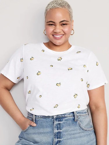 Neu mit Etikett Old Navy weiches EveryWear bedrucktes T-Shirt Rundhalsausschnitt Zitronen Damen L XL - Bild 8 von 8