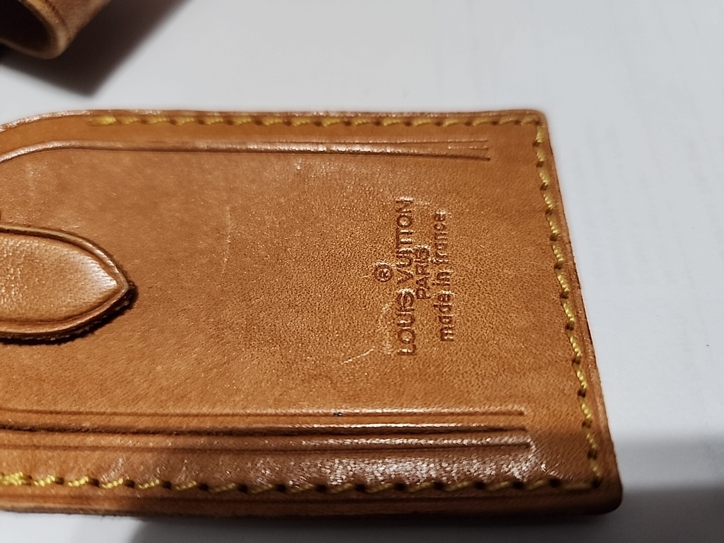louis-vuitton luggage tag brown, vintage