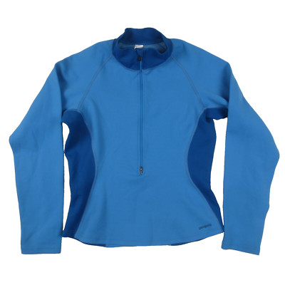 Patagonia Axuwool Zip-T Womens Medium Blue Long Sleeve Pullover Base Layer USA
