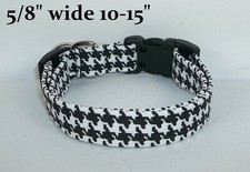 Alabama Hounds tooth Terri's Dog Collar custom made adjustable black white fabri