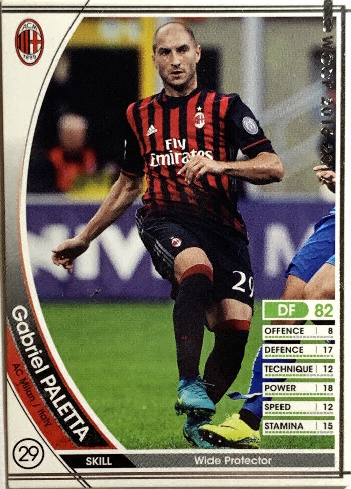 Gabriel Paletta WCCF PANINI soccer card made in Japan sports Fight
