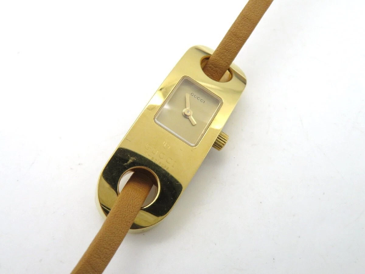 [Exc+5] Montre Vintage Gucci 6100L Or Femme Quartz Occasion Fonctionne [Lire] F/S