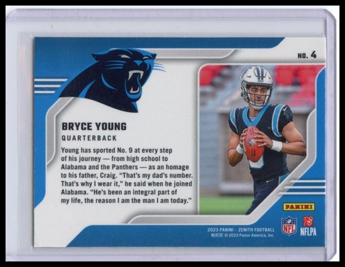 2023 Panini Zenith #4 Bryce Young Behind the Numbers - Bild 2 von 2