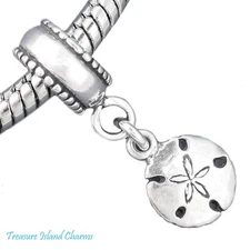 Sand Dollar Sea Cookie 925 Sterling Silver European Dangle Bead Charm Beach Euro