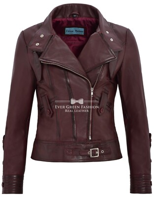 BRANDO Ladies Leather Jacket Cherry Biker Style Designer SOFT REAL LEATHER 4110