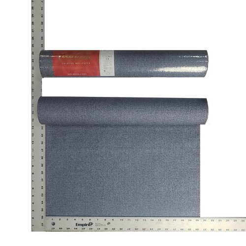 Vinyl non woven Navy Blue textured Wallpaper faux fabric textures wallcoverings - Picture 2 of 12