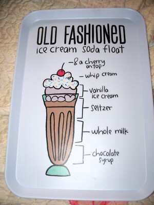 Melamine Tray Old Fashioned Ice Cream Soda Float 13'' X 9'' Lucky Star Ent. EXCELL
