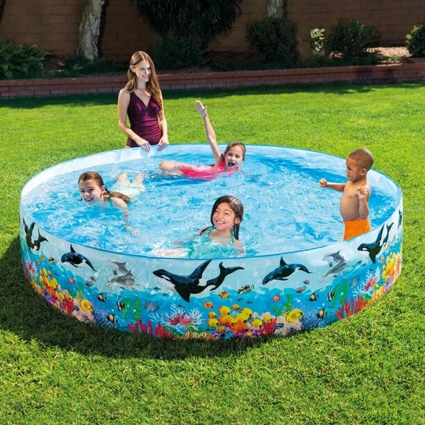 Intex 8ft Snapset Kiddie Pool, 8 ft x 18 in, Deep Sea Blue, NEW | eBay