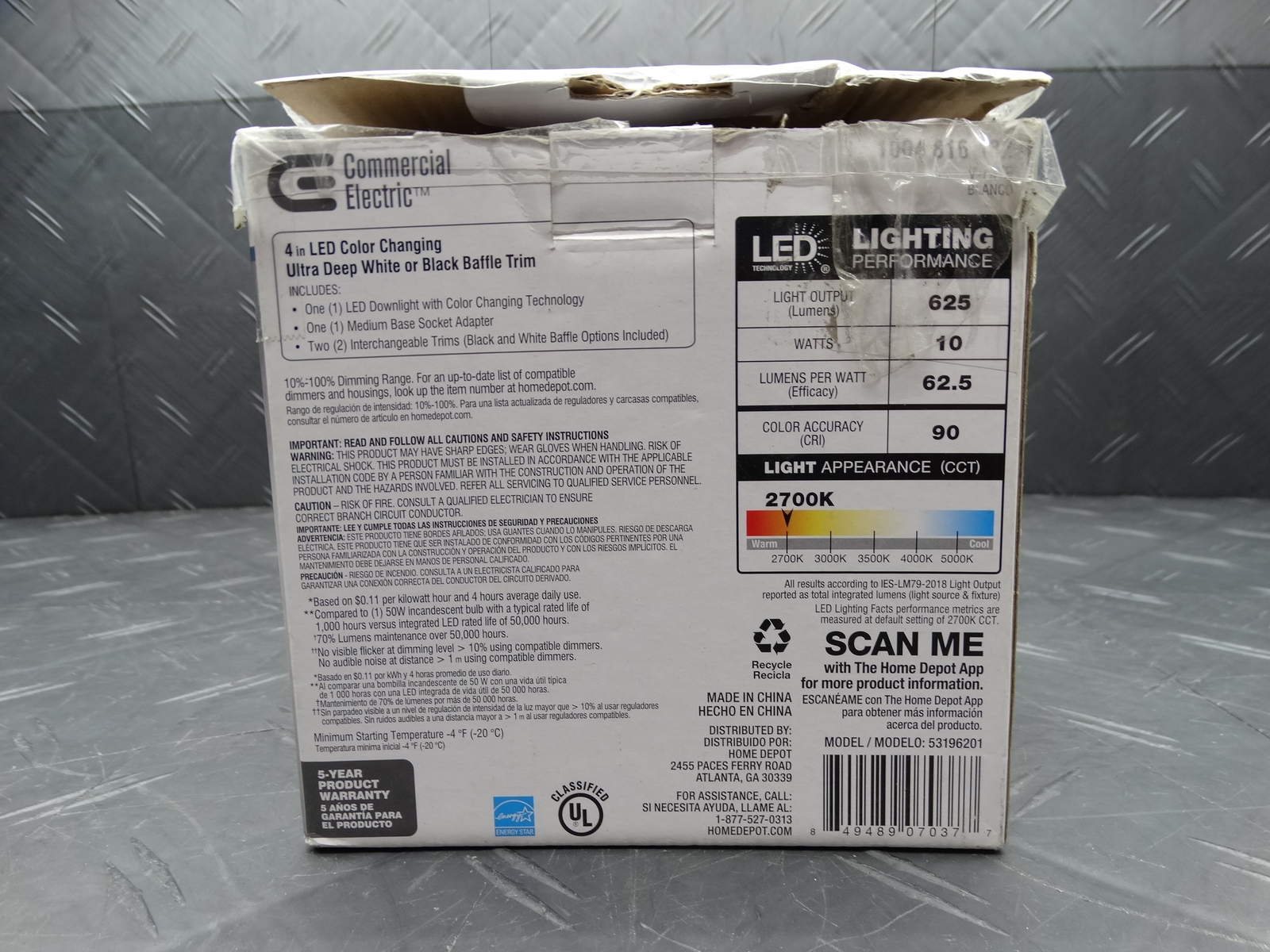 Commercial Electric 4in LED CCT Ultra Deep Baffle Recessed Light Trim 53196201