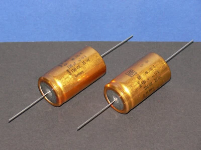 Elko bipolar Tonfrequenz axial Roederstein 100uF 100V DC 35VAC 25x46mm 2 Stk Lot - Bild 1 von 2