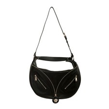 G1N with tags Versace Womens Black 100 Leather Medusa Head Logo Hobo Handbag Sho