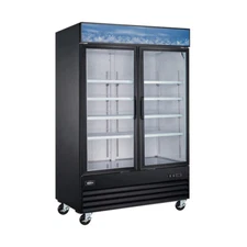 Omcan USA 53032 53" 2-Section Merchandiser Refrigerator w/ Glass Door, in Bla...