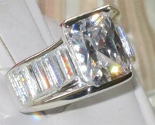 Ladies emerald cut ring cz sterling silver 925 stamped engagement 4 carat 30331