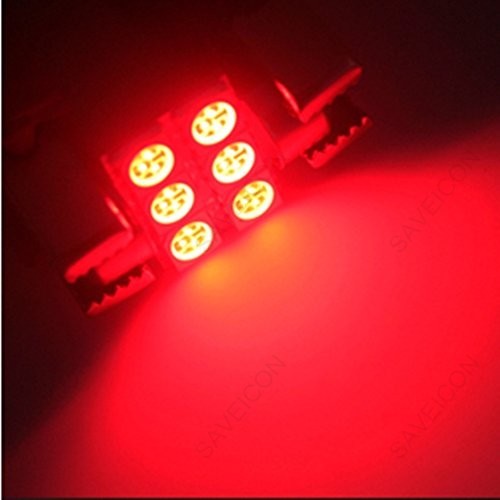 10 x Red 31MM 5050 6SMD Dome Map Interior LED Light Bulbs DE3175 DE3022 + TOOL - Picture 4 of 6