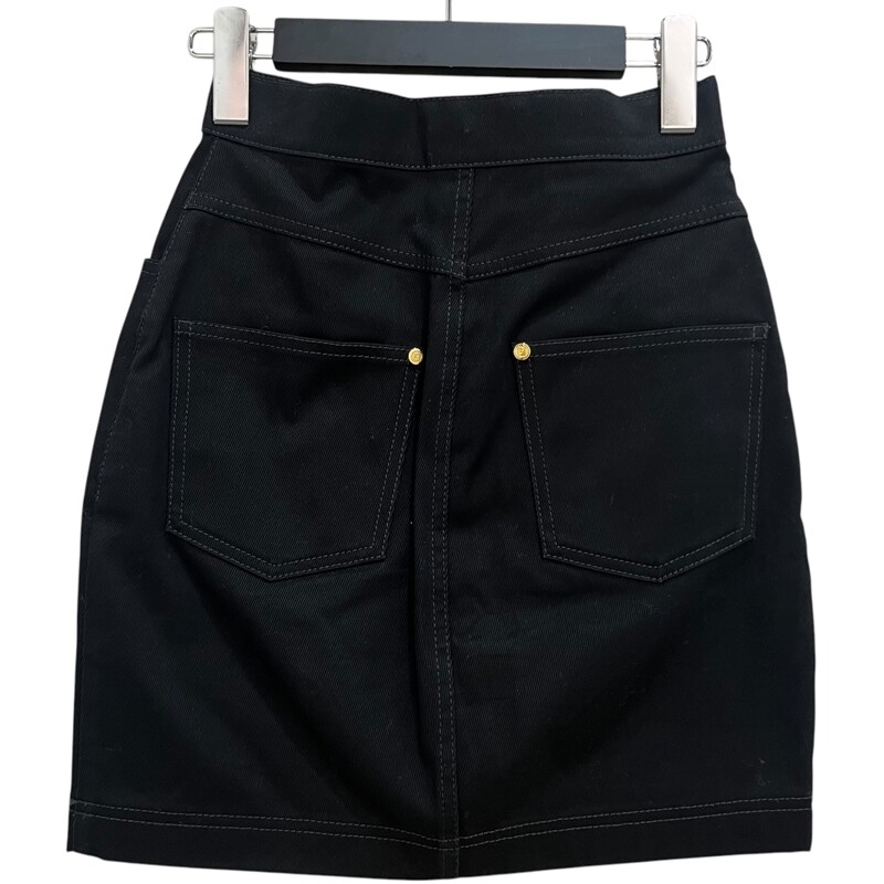 FENDI vintage black denim skirt フェンディ FENDI FF logo motif denim skirt FLQ548 Black 36 M size Skirt