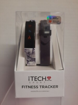 iTECH Sport Fitness Tracker with Interchangeable Purple/Purple and White strap
