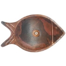 Lavandino bagno industriale in rame martellato a forma di pesce ciotola lavabo