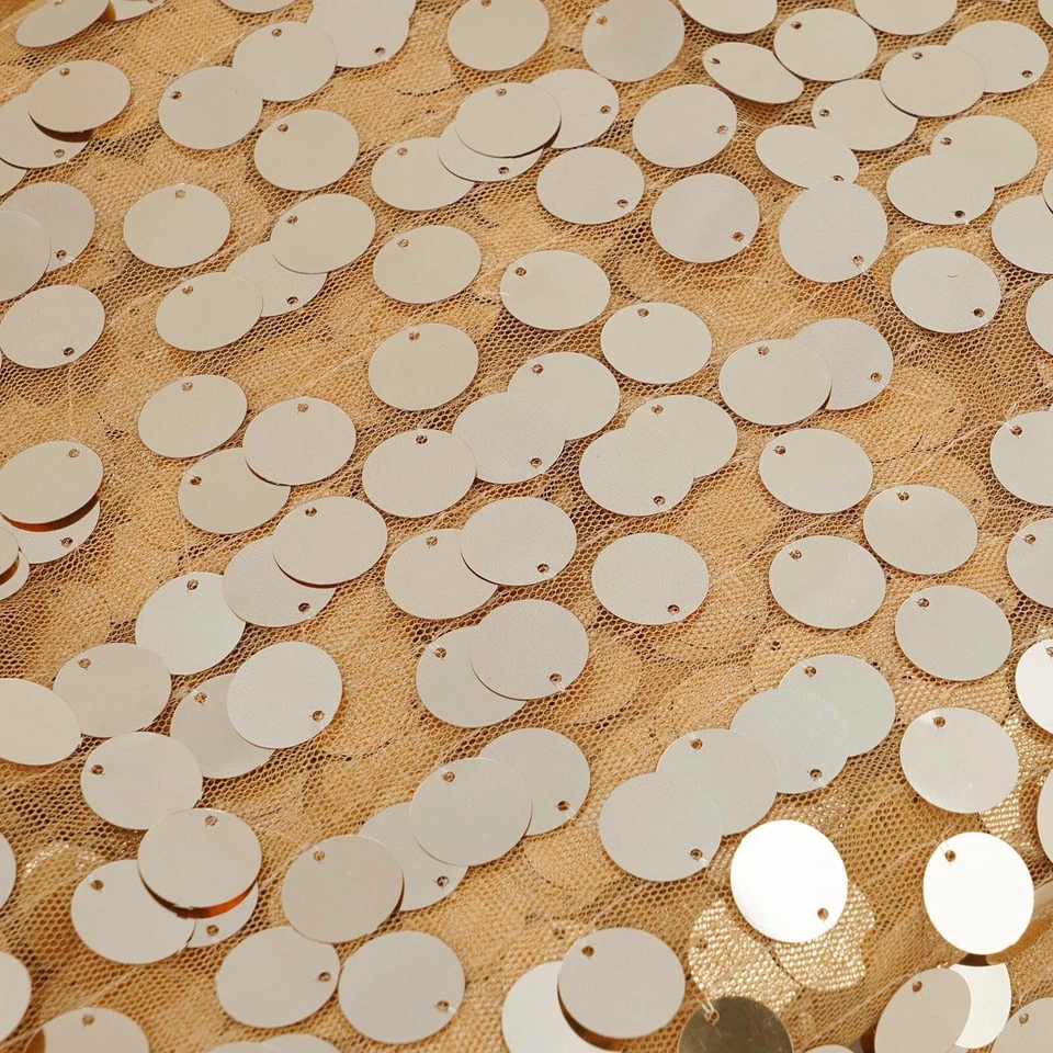 Tela de malla dorada 54" x 4 yardas Payette lentejuelas tela perno fiesta manualidades Foto 3 de 4