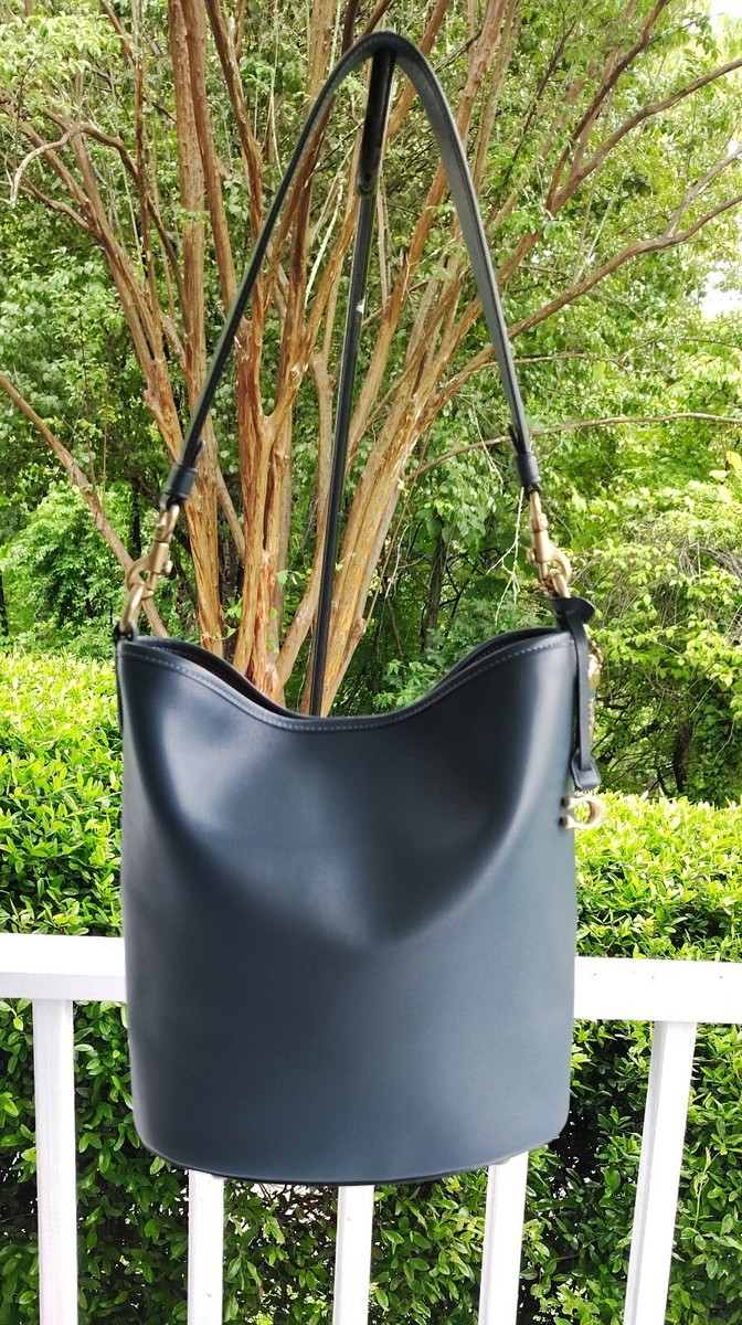 Coach LARGE CH726 Archival Dakota 24 Denim Blue Leather Bucket Bag