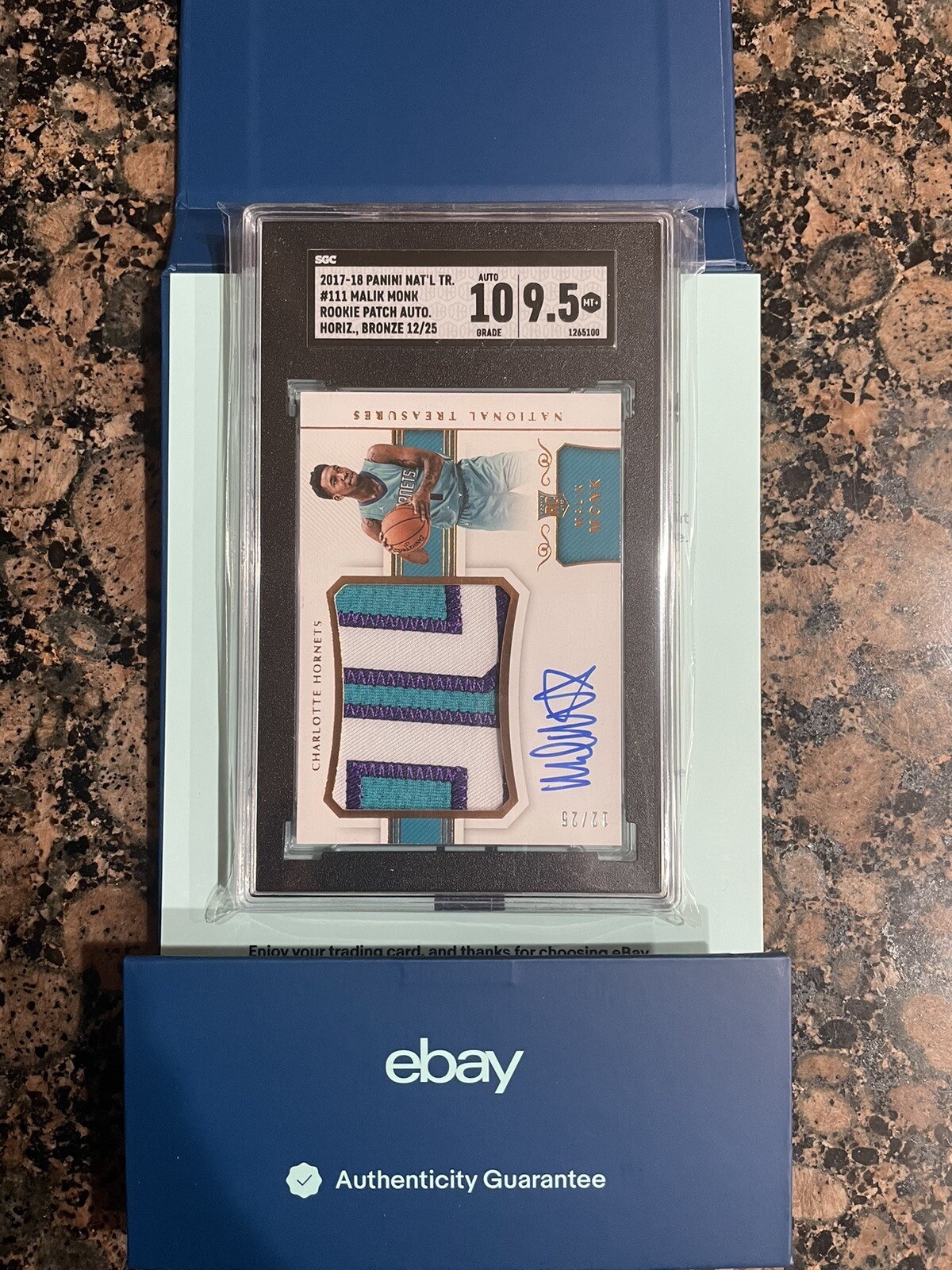 2017-18 National Treasures Malik Monk True RPA RC Rookie d 12/25