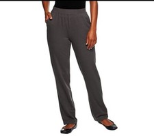 Denim  Co. Active Petite French Terry Pull-on Pants A235390 Grey Petite Medium