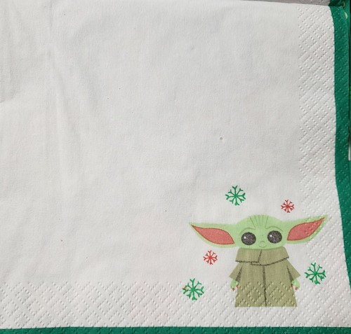 two 2 individual Star Wars Yoda Christmas paper napkins decoupage crafts - Picture 2 of 2