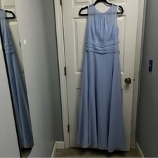 David s Bridal long chiffon high neck Ice Blue bridesmaid / prom dress Size 12