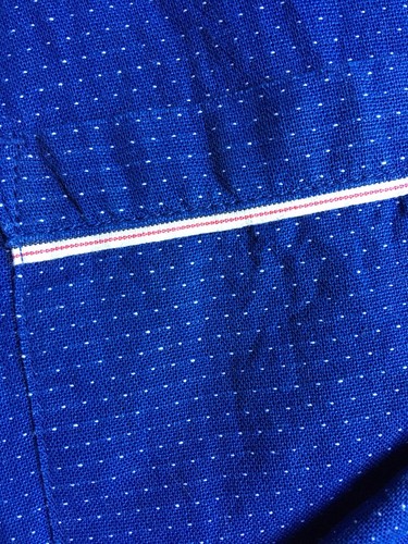 Indigo Dyeing L Men's Long Sleeve Blue Dots Button Front Flip Cuffs Shirt Large - Picture 5 of 12