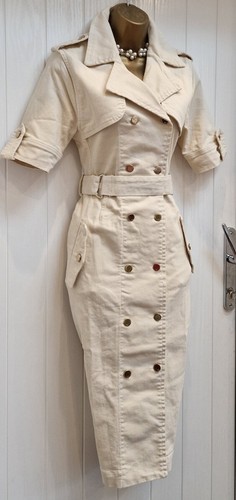 Karen Millen Dress UK 10 BNWT Cream Military Trench Belted Safari Utility Pencil - Picture 11 of 17