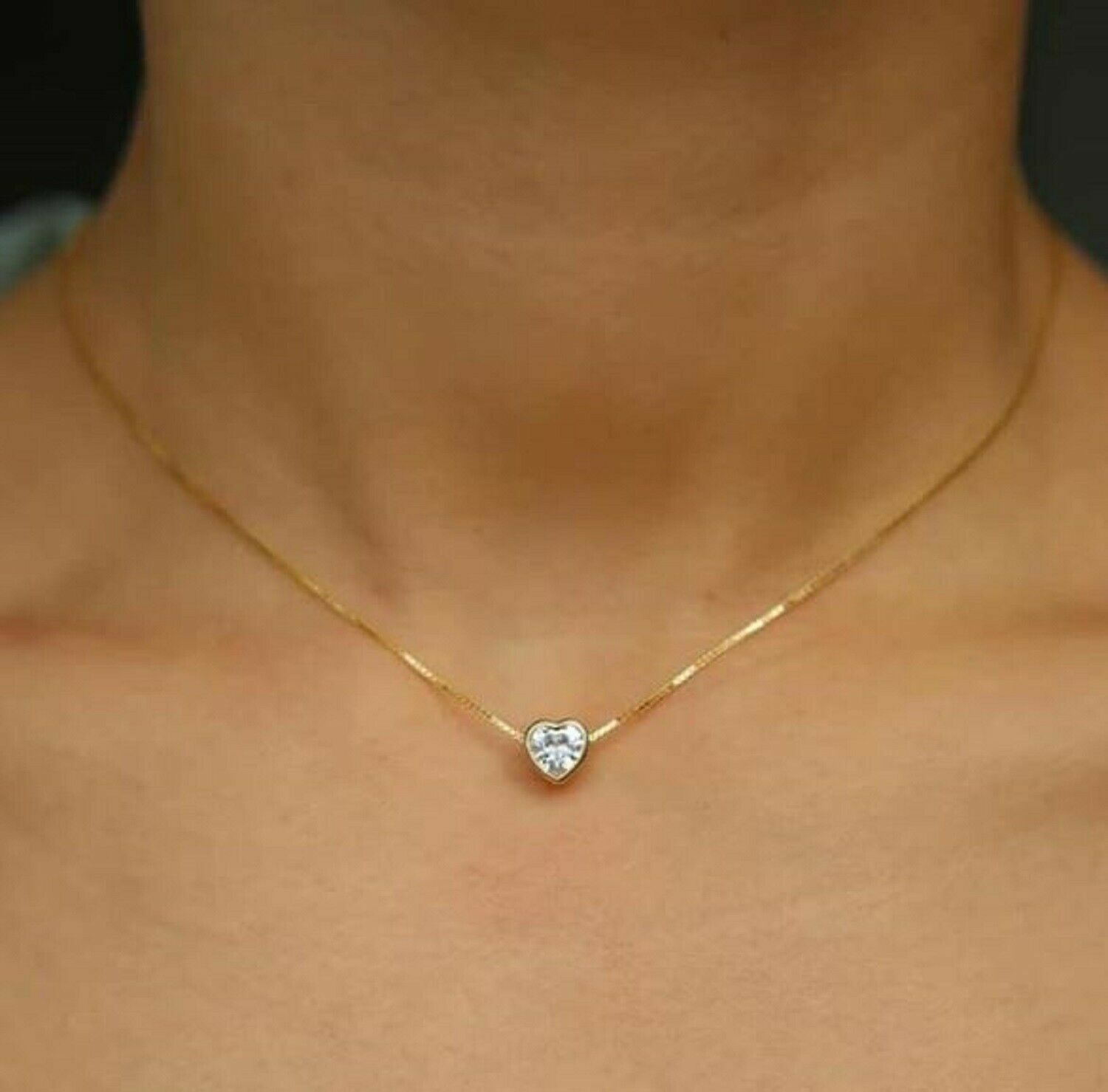 2 00 Ct Heart Cut Diamond Solitaire Pendant Necklace W 18 14k Yellow Gold Over Ebay