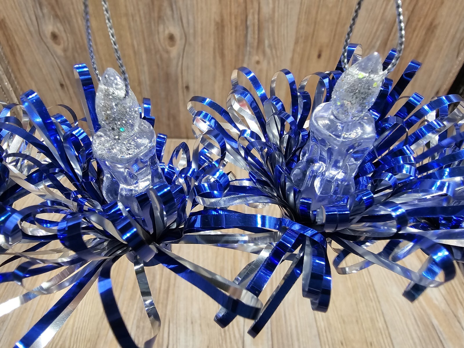 Vintage Christmas 8 String Light Bulb Covers Blue & Gold & Silver