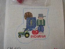 Kathy Schenkel Hand Painted Mini Indiana Sock Ornament w/Cardinal Critter 18 Ct