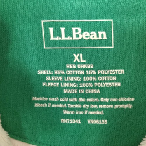 LL Bean Hoodie Jacket Womens XL Kelly Green Plush Sherpa Lined Full Zip Fleece - Picture 3 of 16