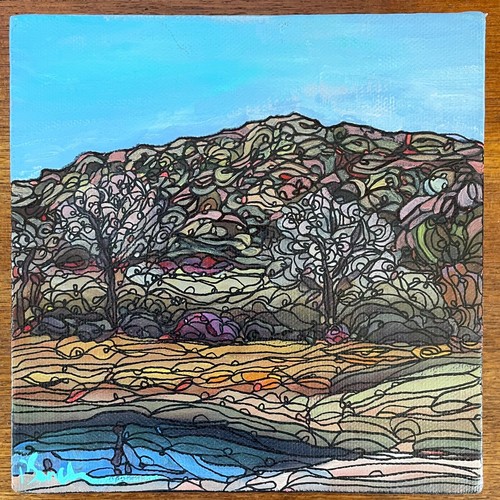 2009 Taos NM Original Landscape Painting Signed P Sanch 6x6 Canvas - Picture 1 of 5