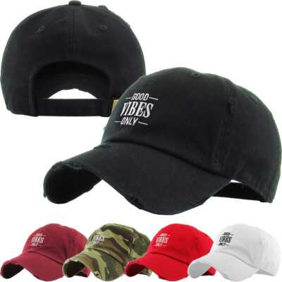 Good Vibes Only Embroidery Dad Hat Baseball Cap Unconstructed Cotton