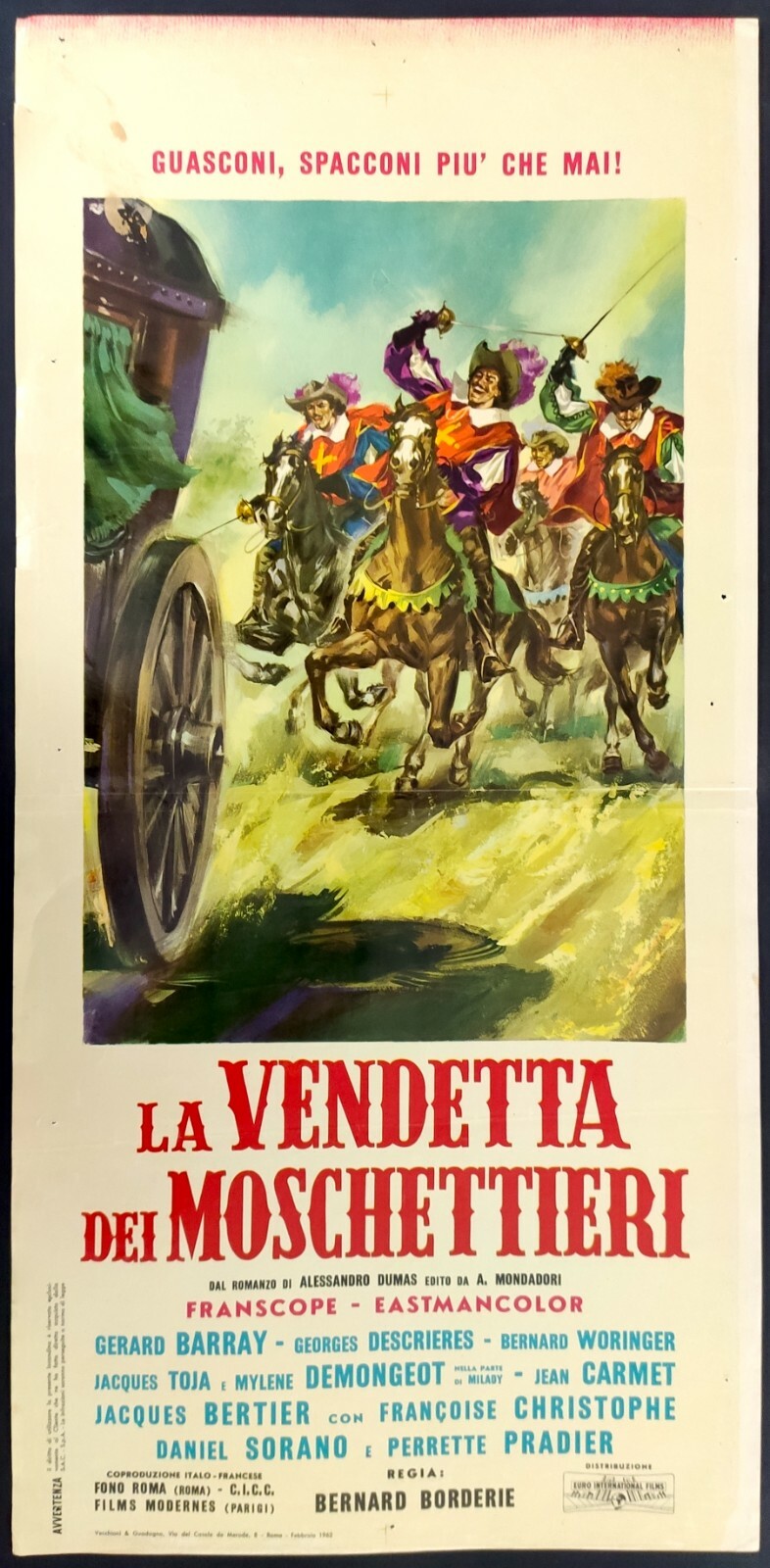 Locandina originale film La vendetta dei moschettieri (1961) - Regia di Bernard Borderie