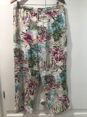 Dana Bushman Silk Colorful Pants Women 10 Vacation Summer