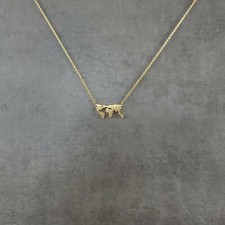 World Map GOLD Plated Necklace USA Europe Globe Continents Borders Countries