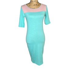 Women's Lularoe Julia Dress Size XS Blue Knee Length Stretch (1048)